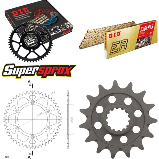Kettensatz Alu schwarz für: APRILIA RXV450 06-14/SXV450 0 15-48-114 DID520ERT2(G&G) Clip