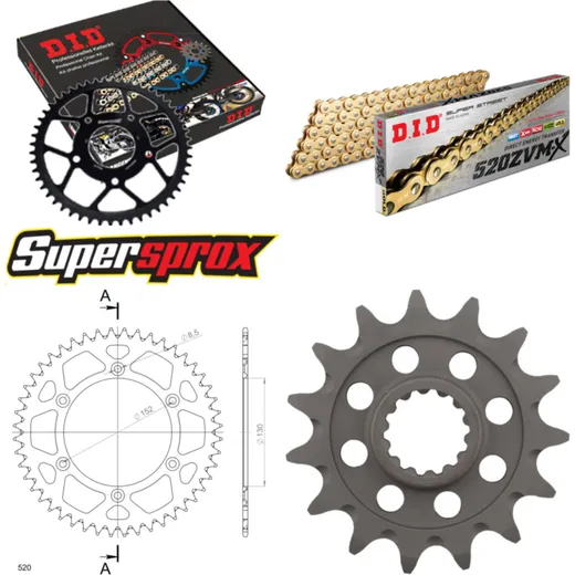 Chain Kit - ALU - black for: APRILIA RXV450 06-14/SXV450 0 15-48-114 DID520ZVM-X(G&G) endless