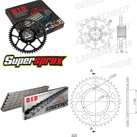Chain Kit - ALU - black for: APRILIA NA850 Mana /GT 08-14 18-40-100 DID525ZVM-X rivet