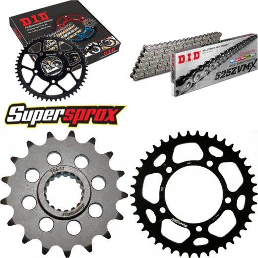Kettensatz Alu schwarz für: APRILIA RSV1000 Mille /R 01-0 17-42-108 DID525ZVM-X Niet