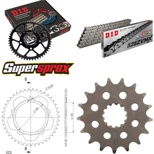 Kettensatz Alu schwarz für: TRIUMPH T100 Bonneville 800 0 17-43-104 DID525ZVM-X Endlos