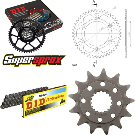 Kettensatz Alu rot HM CRF250 Supermotard 04-06 13-40-112 DID520 Clip