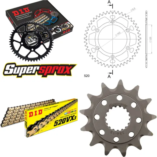 Chain Kit - ALU - red HM CRF250 Supermotard 04-06 13-40-112 DID520VX3(G&B) rivet