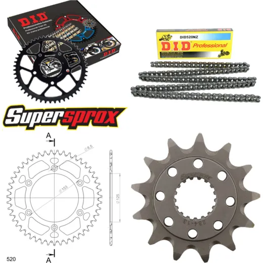 Kettensatz Alu rot HM CRF450 Supermotard 04-06/CRM45 13-47-114 DID520NZ Clip