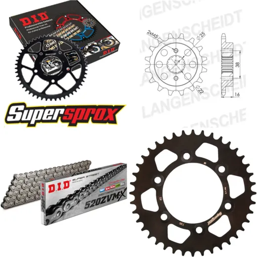 Kettensatz Alu schwarz für: DUCATI 750 SS 99-01 14-40-100 DID520ZVM-X Niet