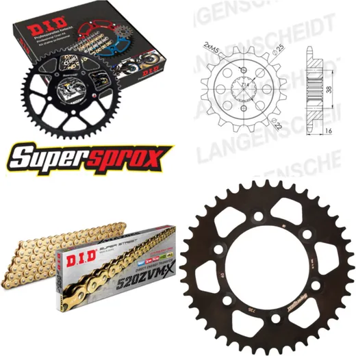 Kettensatz Alu schwarz für: DUCATI 750 SS 99-01 14-40-100 DID520ZVM-X(G&G) Endlos