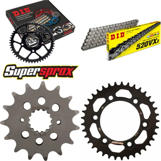 Kettensatz Alu schwarz für: DUCATI 851 SP 91-91/900 FE 98 15-37-098 DID520VX3 Endlos