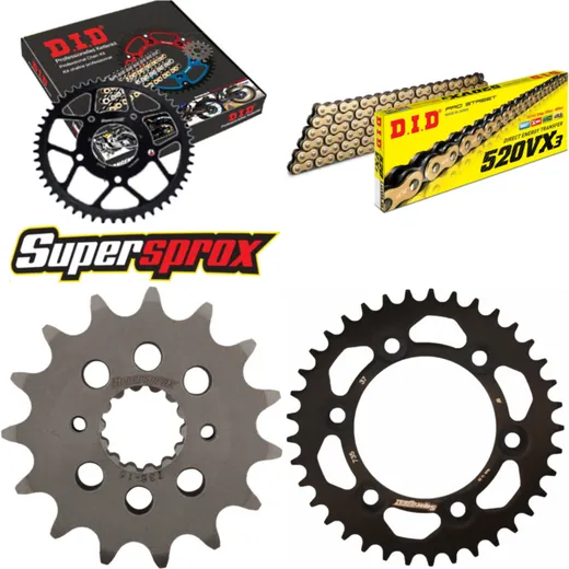 Kettensatz Alu schwarz für: DUCATI 851 SP 91-91/900 FE 98 15-37-098 DID520VX3(G&B) Niet