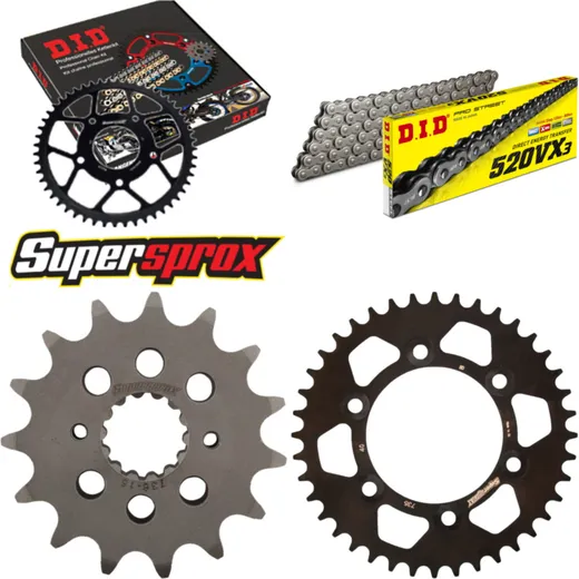 Kettensatz Alu schwarz für: DUCATI 900 SL Superlight 98-98 15-40-108 DID520VX3 Endlos