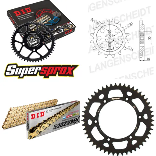 Kettensatz Alu schwarz für: HUSQVARNA CR125 92-94 12-49-116 DID520ZVM-X(G&G) Niet