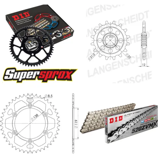 Chain Kit - ALU - for: HUSABERG FE400 /S /E 96-99 15-48-120 DID520ZVM-X(S&S) rivet
