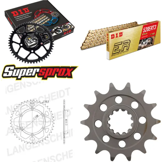 Kettensatz Alu für: HUSABERG TE 501 95-99 14-48-120 DID520ERT2(G&G) Clip