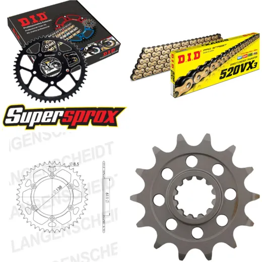 Chain Kit - ALU - for: HUSABERG TE 501 95-99 14-48-120 DID520VX3(G&B) rivet