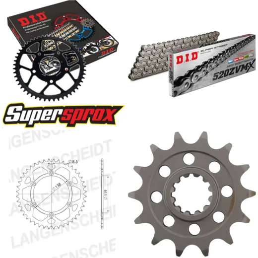 Kettensatz Alu für: HUSABERG TE 501 95-99 14-48-120 DID520ZVM-X Endlos