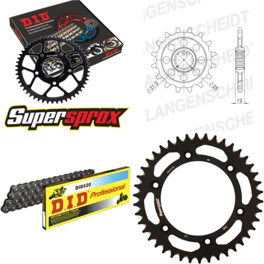 Kettensatz Alu schwarz für: HUSABERG FS450 E /C 04-08/FC6 15-42-118 DID520 Clip