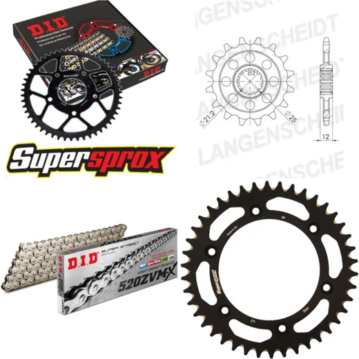 Kettensatz Alu schwarz für: HUSABERG FS450 E /C 04-08/FC6 15-42-118 DID520ZVM-X(S&S) Niet