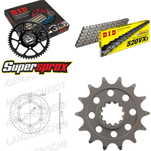 Chain Kit - ALU - for: HUSABERG FC600 Motocross 93-99 14-48-120 DID520VX3 rivet
