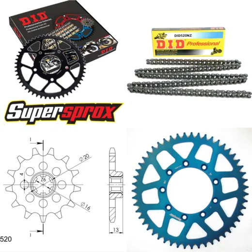 Kettensatz Alu blau TM Enduro 125 98-00 13-51-114 DID520NZ Clip