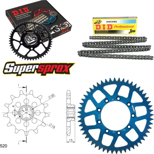 Kettensatz Alu blau TM Enduro 125 00-11 13-52-114 DID520NZ Clip