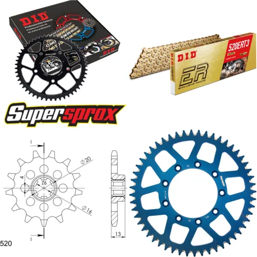 Kettensatz Alu blau TM Enduro 125 00-11 13-52-114 DID520ERT2(G&G) Clip