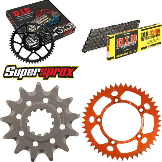 Chain Kit - ALU - orange for: KTM SX60 98-99/SX65 00-01 13-48-112 DID420D Clip