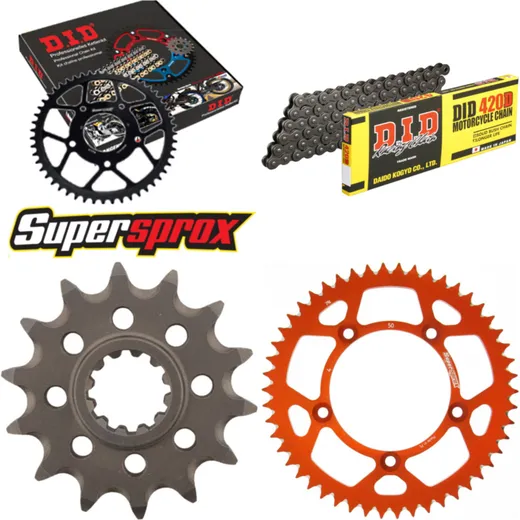 Chain Kit - ALU - orange for: KTM SX65 02-11 14-50-112 DID420D Clip