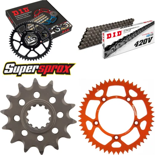 Chain Kit - ALU - orange for: KTM SX65 02-11 14-50-112 DID420V Clip