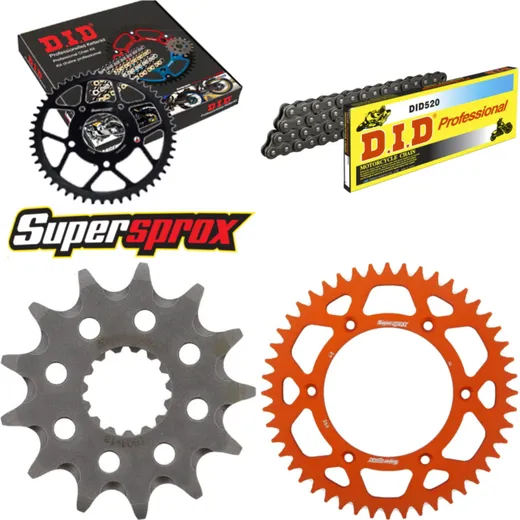 Chain Kit - ALU - orange for: KTM EXC125 Enduro 95-97/SX250 13-48-118 DID520 Clip