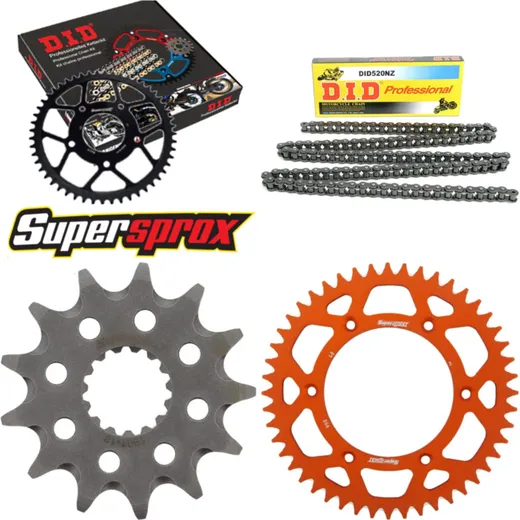 Chain Kit - ALU - orange for: KTM EXC125 Enduro 95-97/SX250 13-48-118 DID520NZ Clip