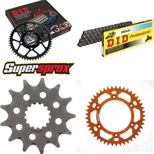 Chain Kit - ALU - orange for: KTM 125 LC2 97-00/Sting 125 8 13-45-110 DID520 Clip