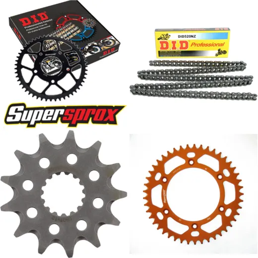 Chain Kit - ALU - orange for: KTM 125 LC2 97-00/Sting 125 8 13-45-110 DID520NZ Clip