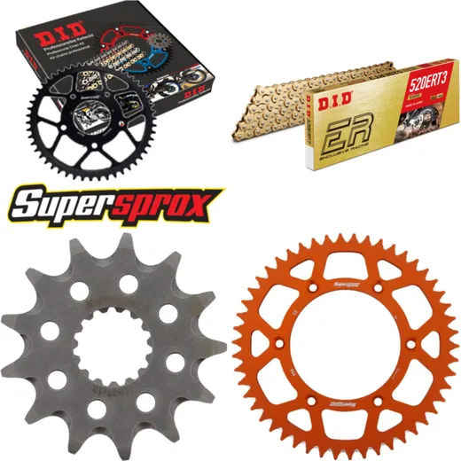 Kettensatz Alu orange für: KTM 125 LC2 80 Km/h 97-00 13-50-116 DID520ERT2(G&G) Clip