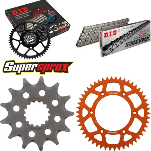 Chain Kit - ALU - orange for: KTM 125 LC2 80 Km/h 97-00 13-50-116 DID520ZVM-X rivet