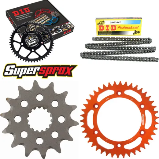 Chain Kit - ALU - orange for: KTM EXC200 Enduro 00-11 14-42-118 DID520NZ Clip