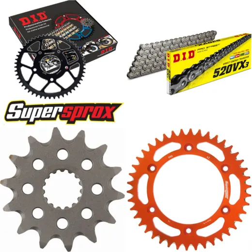 Chain Kit - ALU - orange for: KTM EXC200 Enduro 00-11 14-42-118 DID520VX3 endless