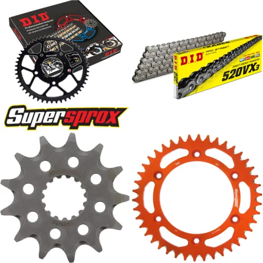 Chain Kit - ALU - orange for: KTM Sting 125 97-00 13-42-108 DID520VX3 rivet