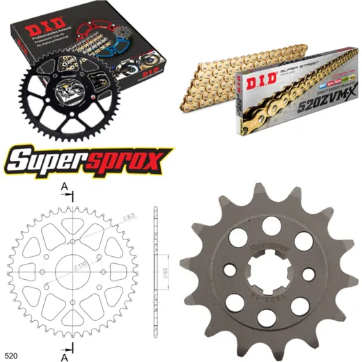 Chain Kit - ALU - orange for: KTM 125 Duke 6-Loch 11-19/RC 14-45-112 DID520ZVM-X(G&G) endless