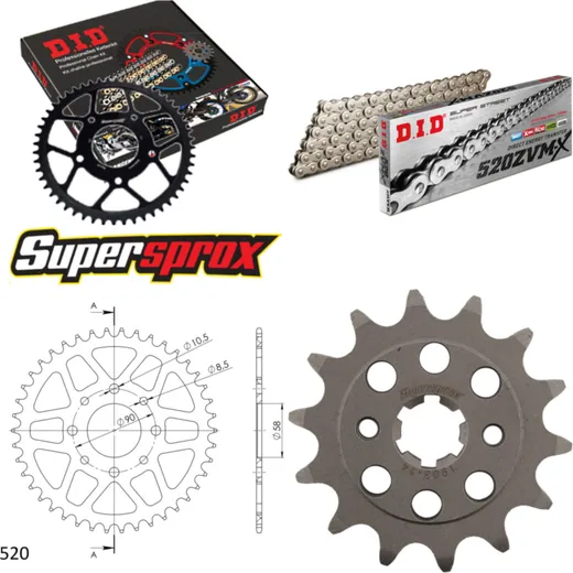 Chain Kit - ALU - orange for: KTM 200 Duke 11-14 14-42-118 DID520ZVM-X(S&S) endless