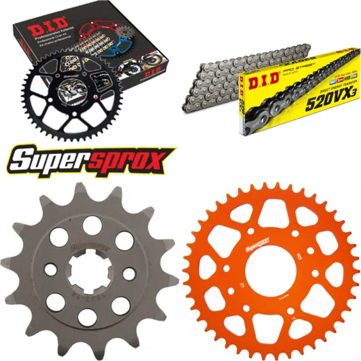 Chain Kit - ALU - orange for: KTM 200 Duke 15- 14-42-118 DID520VX3 Clip