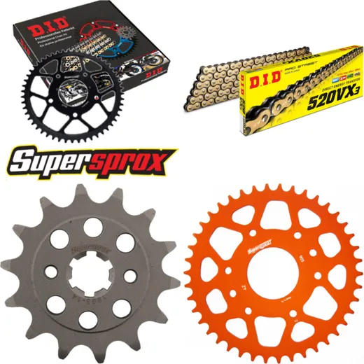 Chain Kit - ALU - orange for: KTM 200 Duke 15- 14-42-118 DID520VX3(G&B) rivet
