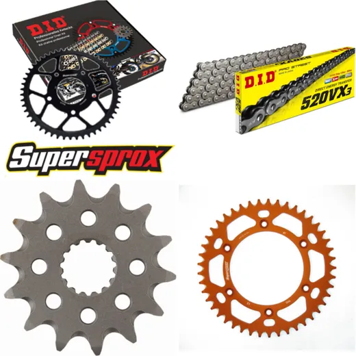 Chain Kit - ALU - orange for: KTM SMR450 04-14 14-45-120 DID520VX3 Clip