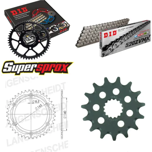 Kettensatz Alu für: KTM EXC600 LC4 90-92 15-50-114 DID520ZVM-X Niet