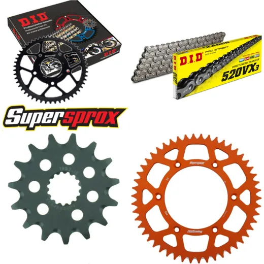 Chain Kit - ALU - orange for: KTM EGS620 LC4 94-94/EXC620 LC 15-50-118 DID520VX3 endless