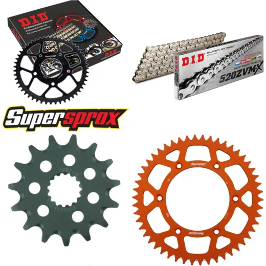 Chain Kit - ALU - orange for: KTM EGS620 LC4 94-94/EXC620 LC 15-50-118 DID520ZVM-X(S&S) endless