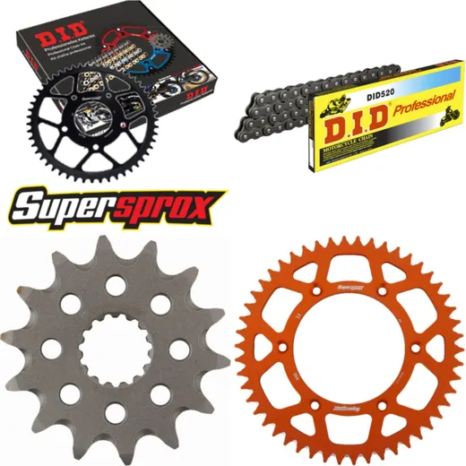 Kettensatz Alu orange HUSA/für: KTM FE250 4T 13-14/EXC125 14-50-118 DID520 Clip