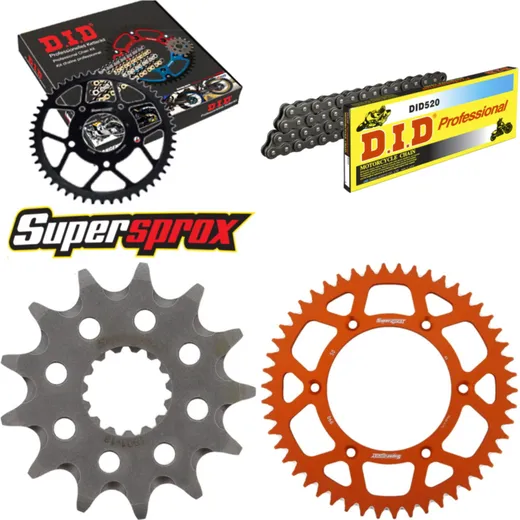 Kettensatz Alu orange HUSA/für: KTM TE125 2T 12-13/TE125 13-50-118 DID520 Clip