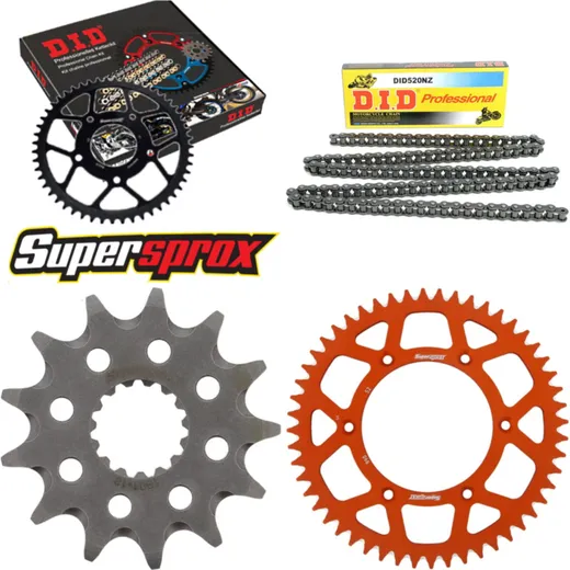 Kettensatz Alu orange für: HUSABERG FE450 Enduro 09-12/FE 13-52-118 DID520NZ Clip