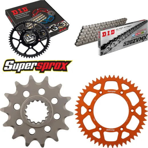 Kettensatz Alu orange für: KTM EGS360 96-97/EXC360 96-97/ 14-50-118 DID520ZVM-X Niet