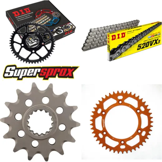 Chain Kit - ALU - orange for: KTM SXC400 Tiainen Replica 99- 14-45-118 DID520VX3 Clip