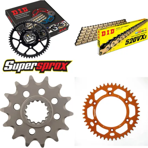 Chain Kit - ALU - orange for: KTM SXC400 Tiainen Replica 99- 14-45-118 DID520VX3(G&B) rivet
